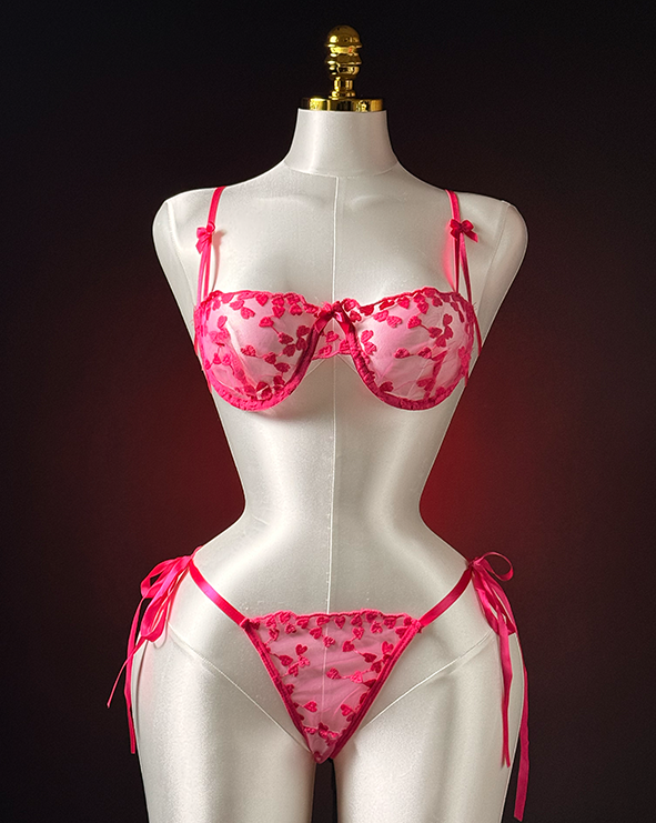 Midnight Romance Lace Set - Pink